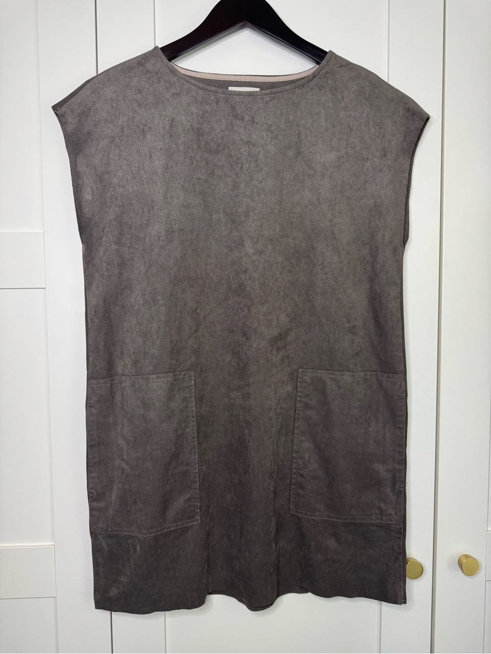 Aritzia Wilfred Free Nori Faux Suede Shift Dress Grey XS Pockets